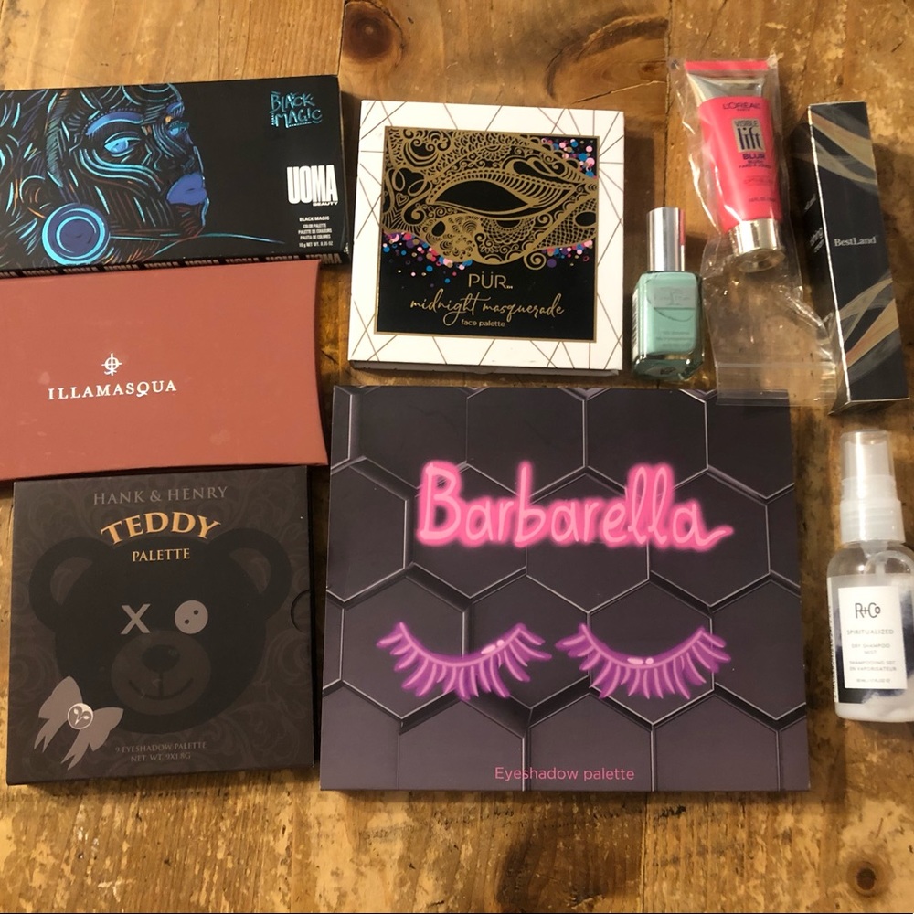 Eyeshadow Bundle with Makeup Hair Products and Nail Polish
